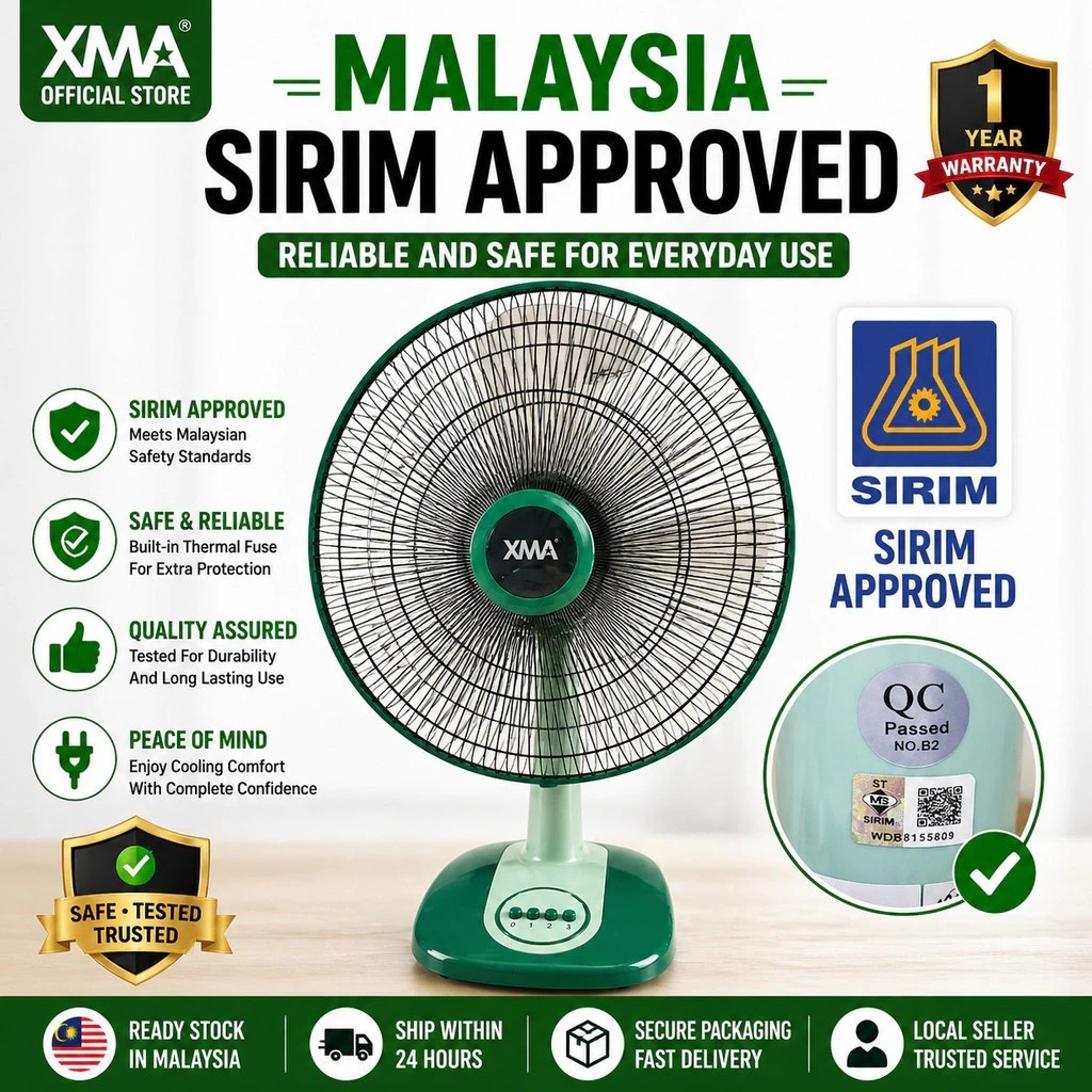 XMA 16” Table Fan | 5 Blade 3 Speed Fan | SIRIM Approved | Premium Table Fan Malaysia