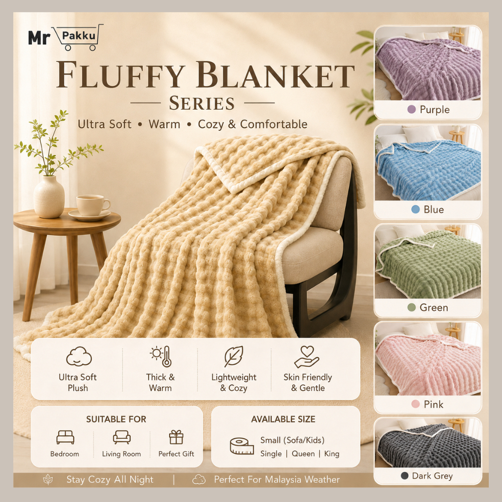 [Pakku] Fluffy Blanket Series Selimut Gebu Lembut Flannel Velvet Plush Throw Blanket Thick Warm Soft Cozy Sofa Bed Quilt