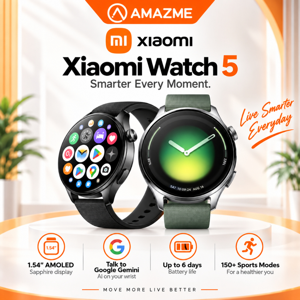 Xiaomi Watch 5 | 1.54" AMOLED display with sapphire glass | Google Gemini | Up to 6 days of ultra-long battery life