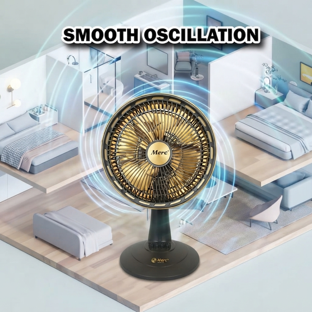 MERC 12" Table Fan Turbo Fan 3 Alumimium Gold Fan Blade MR-TF30 blade besi | DAWA Jet Wind Table Fan 8" 12"