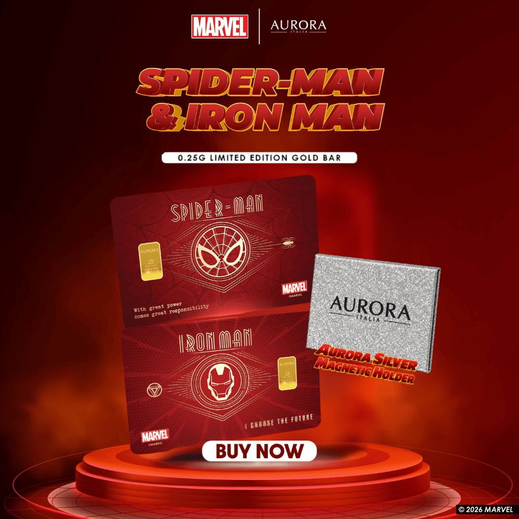 MARVEL x AURORA ITALIA (0.25g) 999.9 Spiderman & Ironman Emblem Limited Edition&hellip;