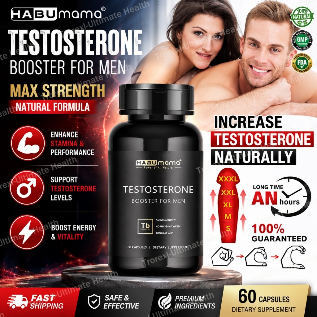 [100%Natural] HABUMAMA Halal Testosterone Support Supplement Ashwagandha, Tongkat Ali & Horny Goat Weed No side effects