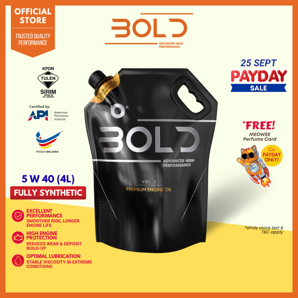 BOLD SIRIM 5w40 4L Fully Synthetic SP Engine Oil Car 5w-40 Minyak Hitam Enjin Kereta Proton Oil