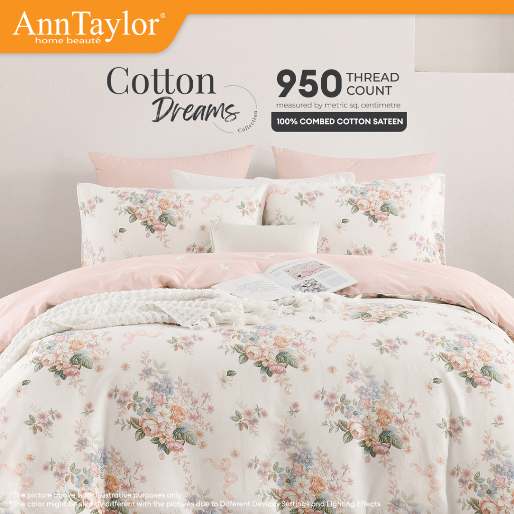 Ann Taylor Cotton Dreams Fitted Bedsheet Set | 950TC, 100% Combed Cotton Sateen (Queen / King)