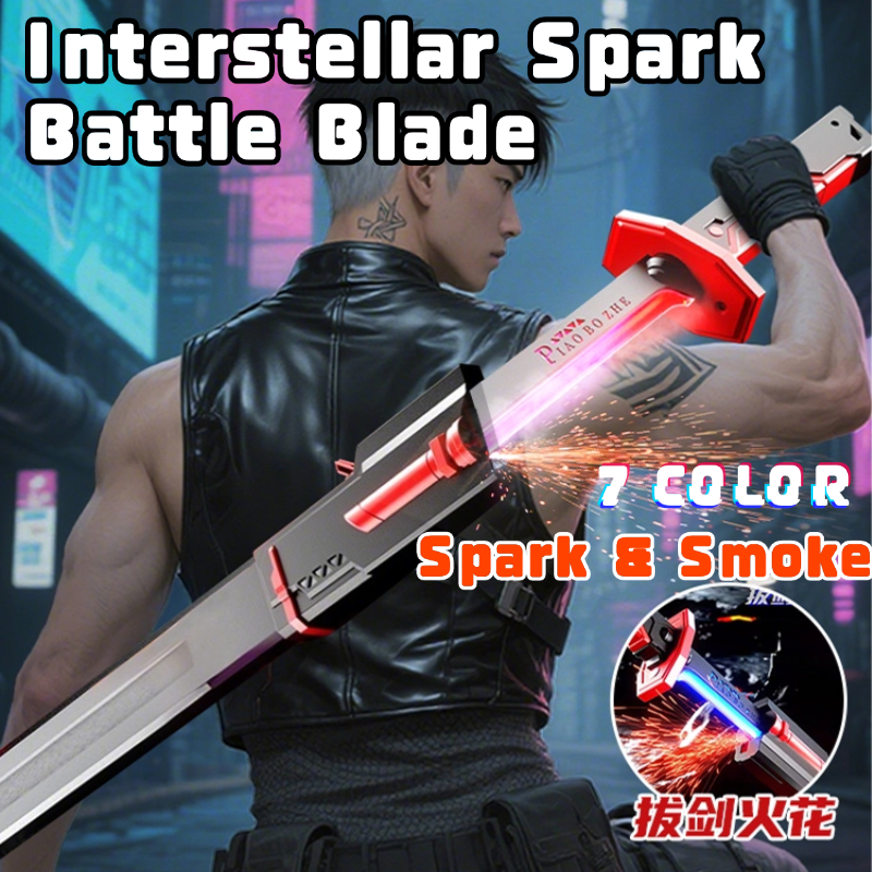 2025Cool Toys Interstellar Spark Battle Blade 7 Color Streamer Glowing Sparkblade Sword Toys with Spark & Smoke Effect