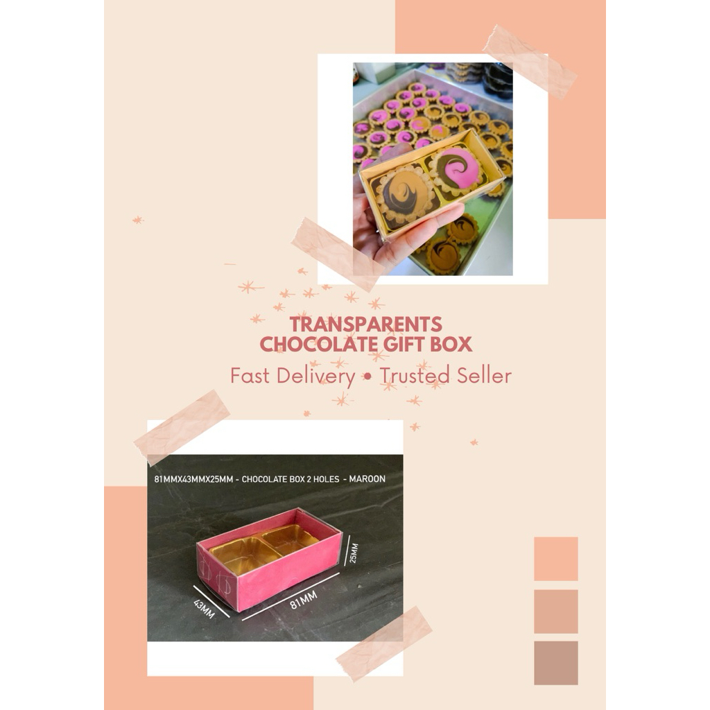 chocolate box 2 holes/kotak chocolate/kotak gula-gula/kotak letak chocolate