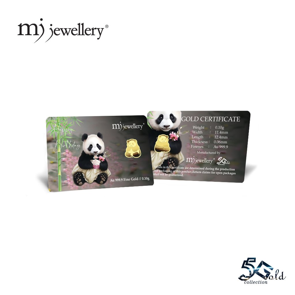MJ Jewellery 5G Gold Collection 999.9/24K Panda Series Gold Bar F36 (0.1g&hellip;