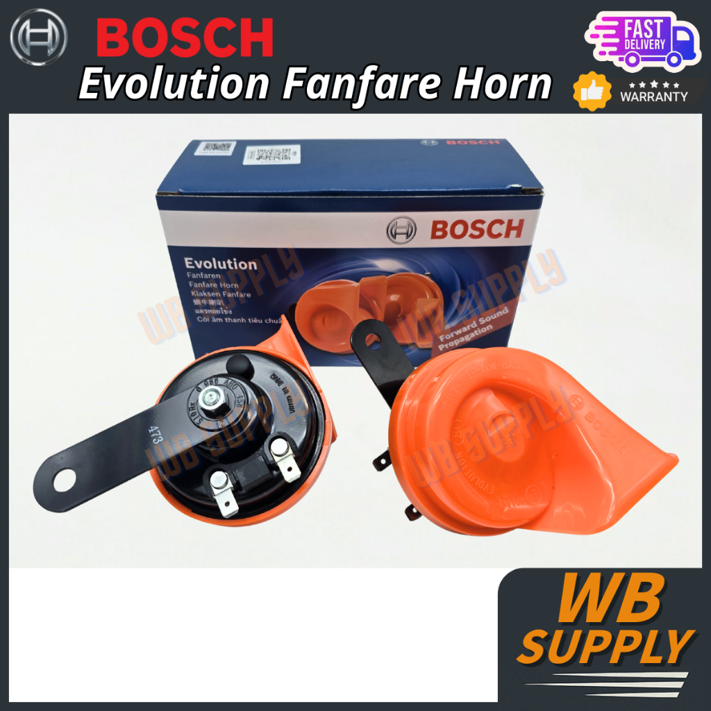 BOSCH Orange Evolution Fanfare Horn Set 12V Dual Tone Car Horn Loud Durable Universal Vehicle Horn BM HON KERETA