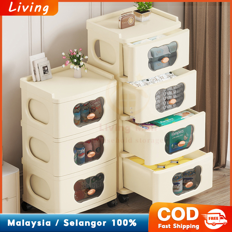 Narrow Slot Drawer Cabinet Cartoon Bear Design Gap Drawer Storage Cabinet With Wheels Ladi Kabinet