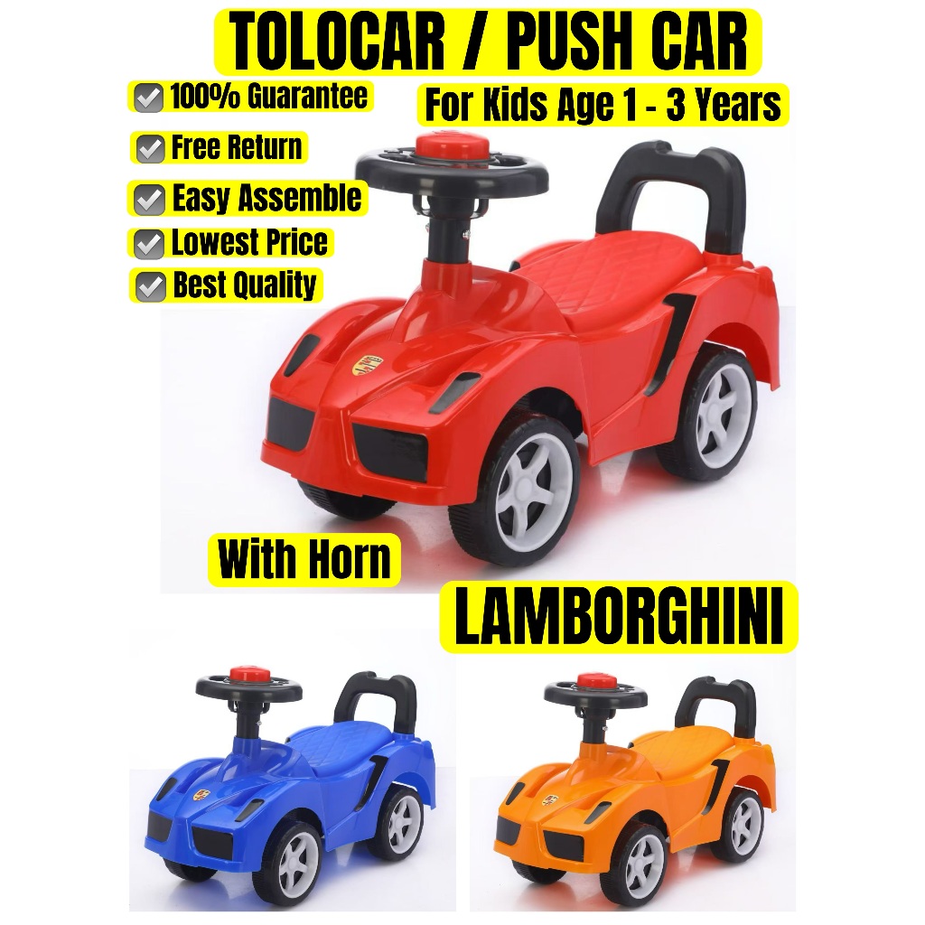 CANDY UMUR 1 - 3 YEARS TAHUN KIDS BUDAK KANAK TOLOCAR PUSH CAR RIDE ON TOY 4 WHEELS RODA KERETA MAINAN KAKI TOLAK HORN