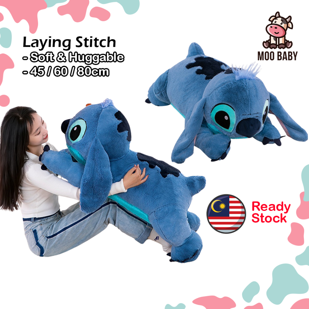 Moo Baby Laying Stitch Bear Stich Plushie Stitch Plush Toy Patung Stitch Doll Big Patung Stich Doll Stitch Plushie史迪奇娃娃