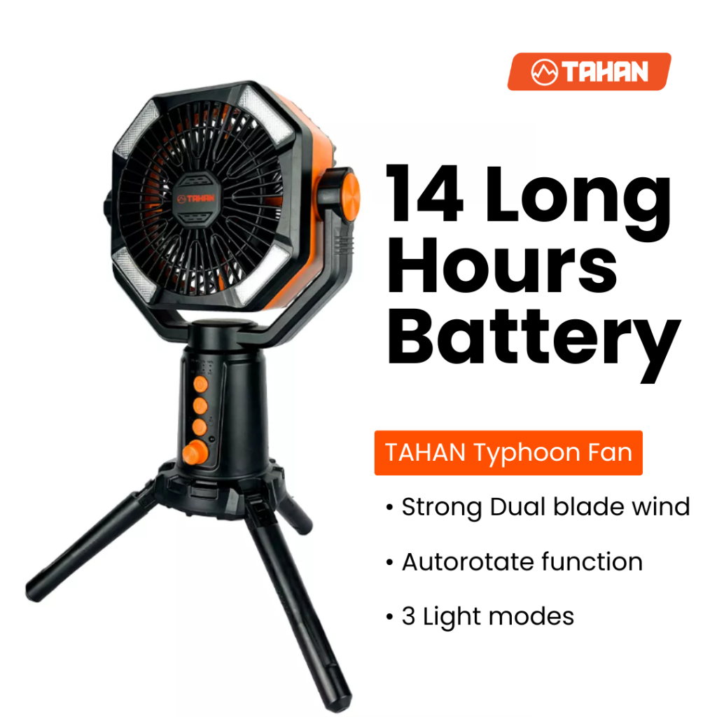 TAHAN Typhoon Dual Blade 16000mAh Camping Fan Kipas Camping Rechargeable Type C Wireless Gantung