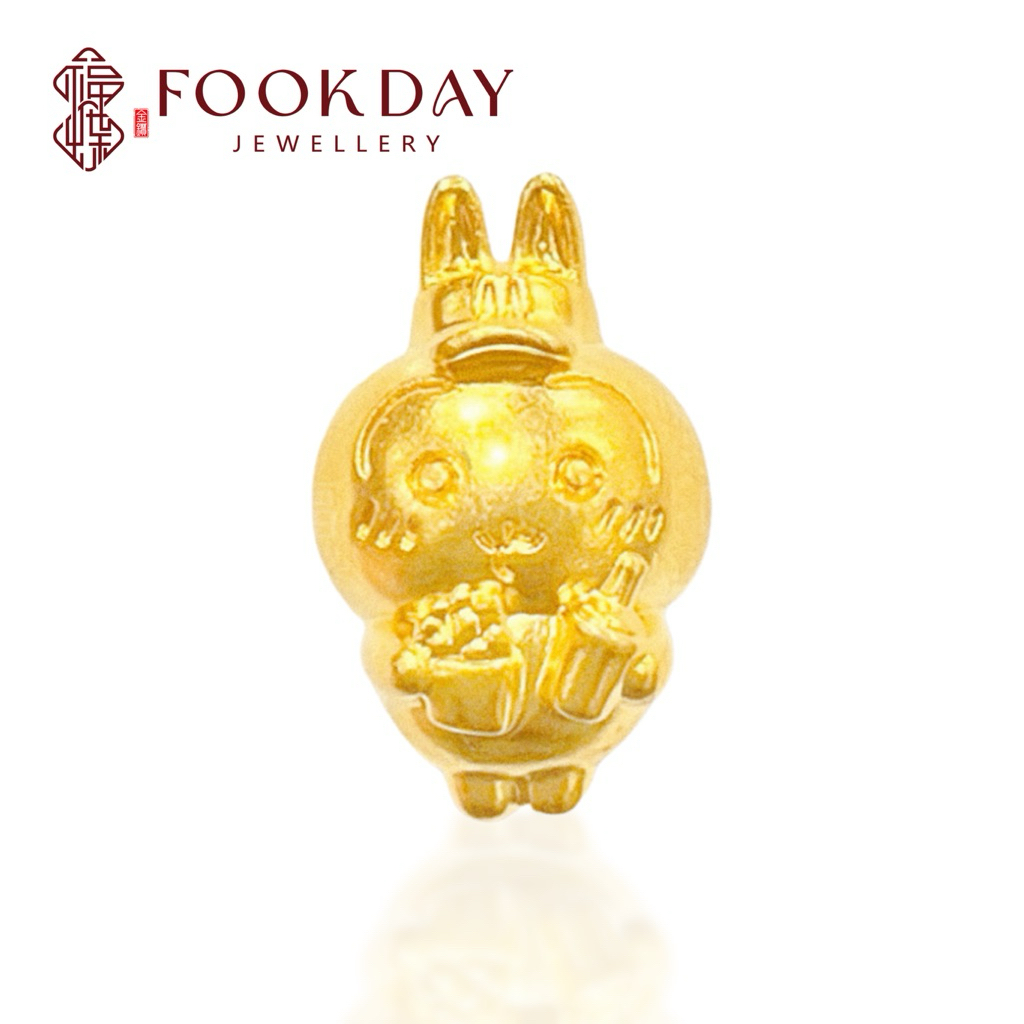 FOOKDAY 916 5D 黄金兔兔吉伊卡哇串珠 Gold 916 Usagi Chiikawa Charm Emas 916 Manik Usagi Chiikawa Bajet Hadiah 6D