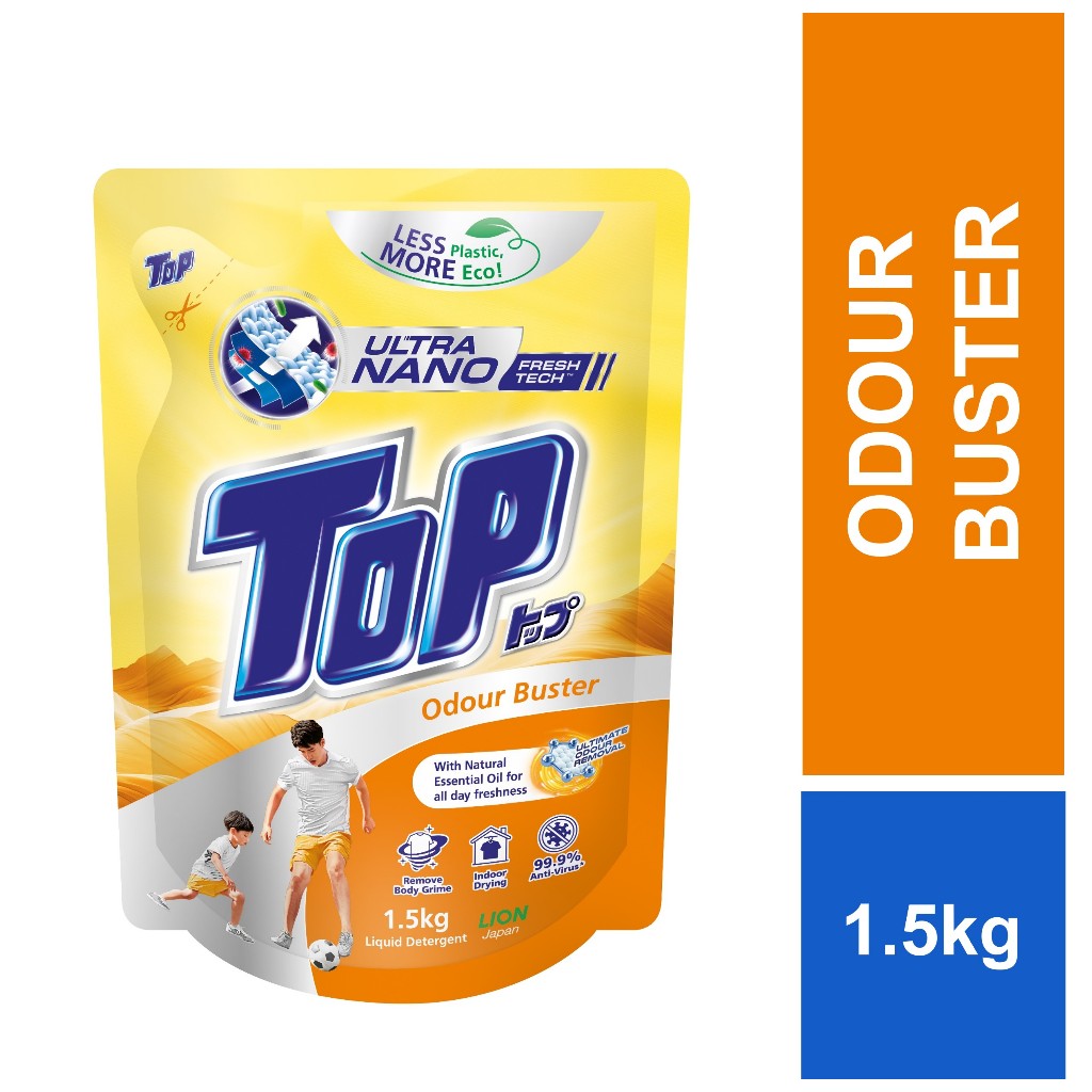 Top Liquid Detergent Odour Buster Yellow Refill 1.5kg