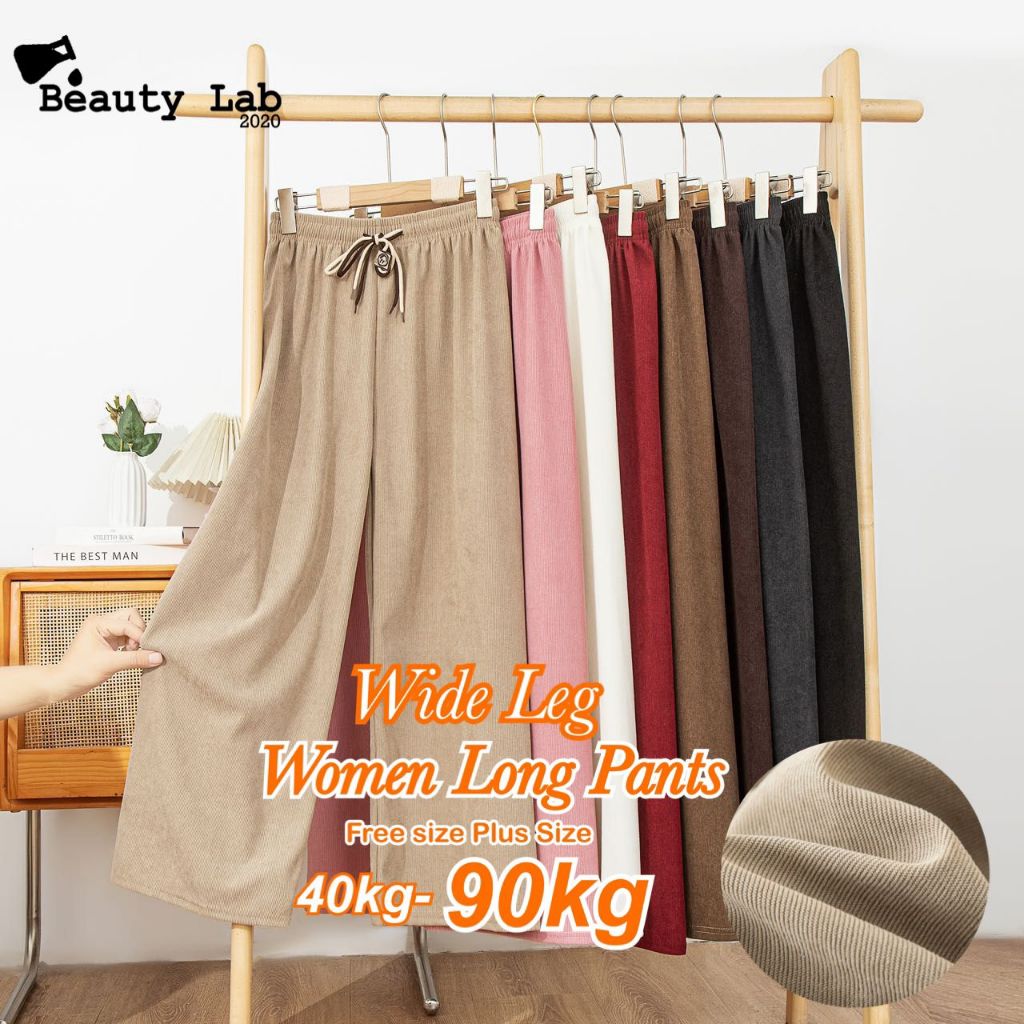 Women Long Pants Trousers Seluar Perempuan Palazo Loose Casual Pants Seluar Wide Leg Plain 长裤女