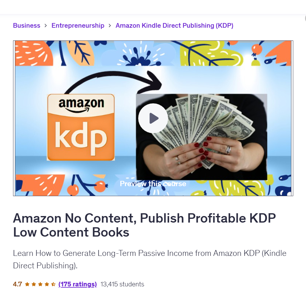 [Video Course] Amazon No Content, Publish Profitable KDP Low Content Books | KDP Video Course | KDP eBook | Ai Book