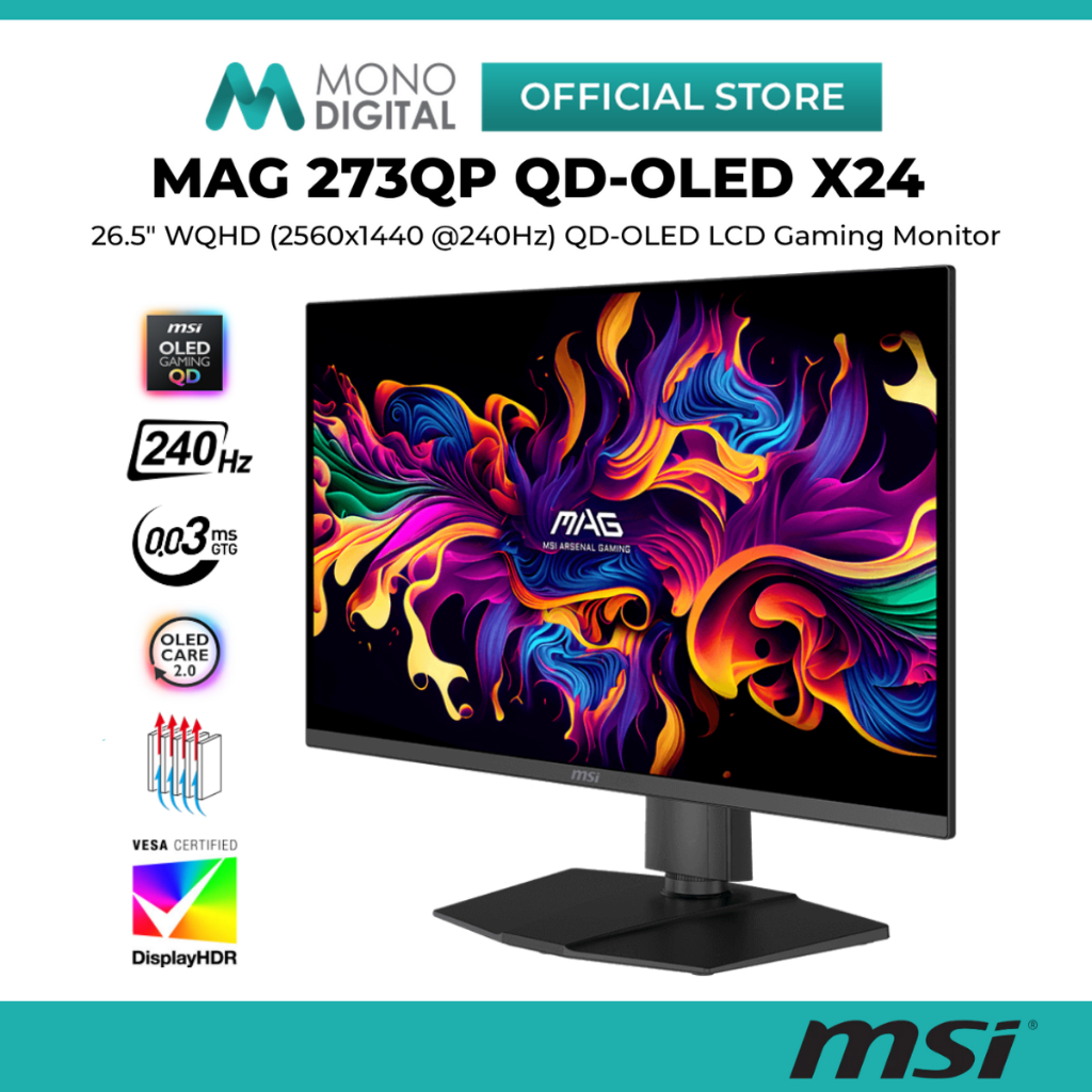 MSI 26.5" MAG 273QP QD-OLED X24 / MAG 271QPX QD-OLED WQHD (2560X1440 @240HZ) LCD GAMING MONITOR (0.0