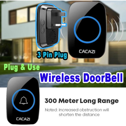 Wireless 300M Waterproof Remote Door Bell UK Plug Digital Smart Home Doorbell Ring Loceng Pintu Rumah 門鈴
