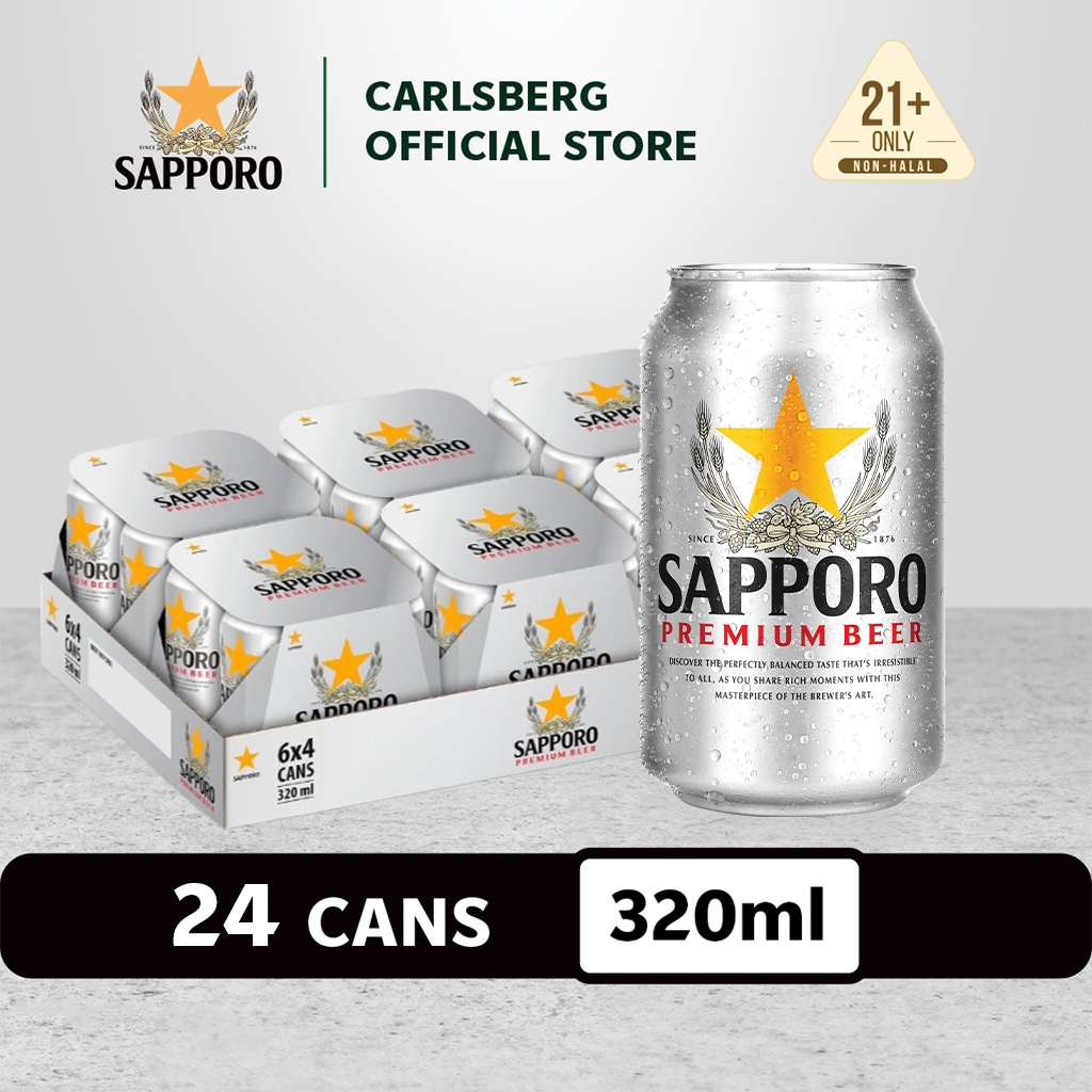 Sapporo Beer Can Lager Beer 5.0% Alcohol (320ml x 24)
