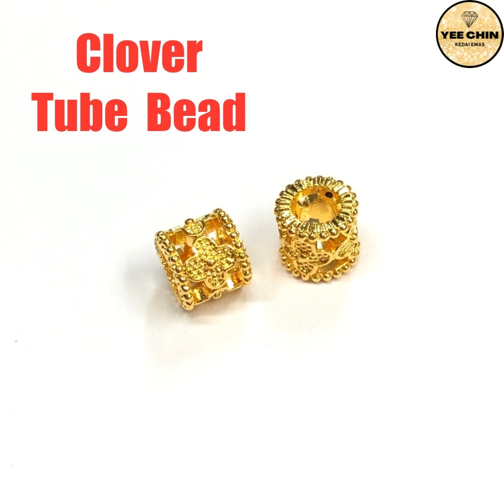 Yee Chin Clover Tube Bead Emas 916 Pdr Masdora / Beads Clover Gold 916