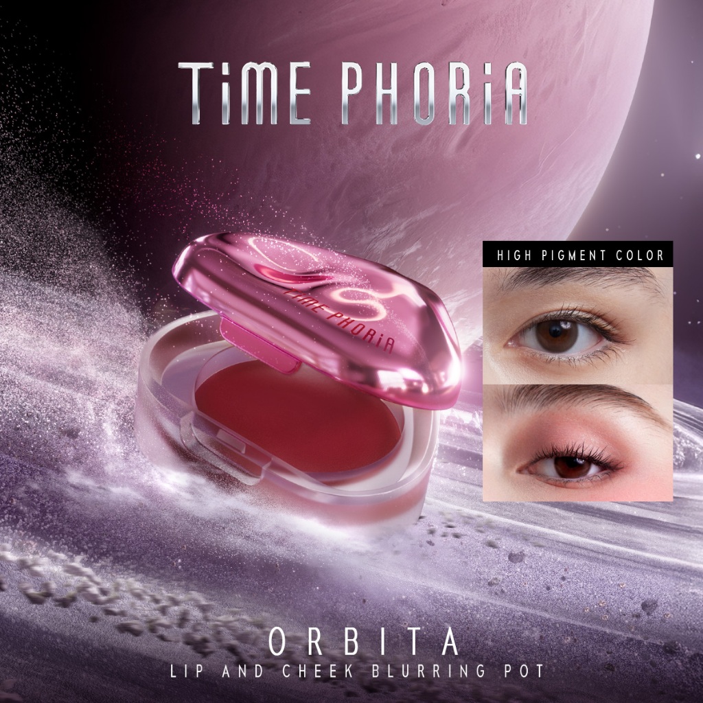 TIME PHORIA-Eyeshadow 3 In 1 Blurring Pot Smooth and blendable velvet texture long-wearing (blush&lip&eye)