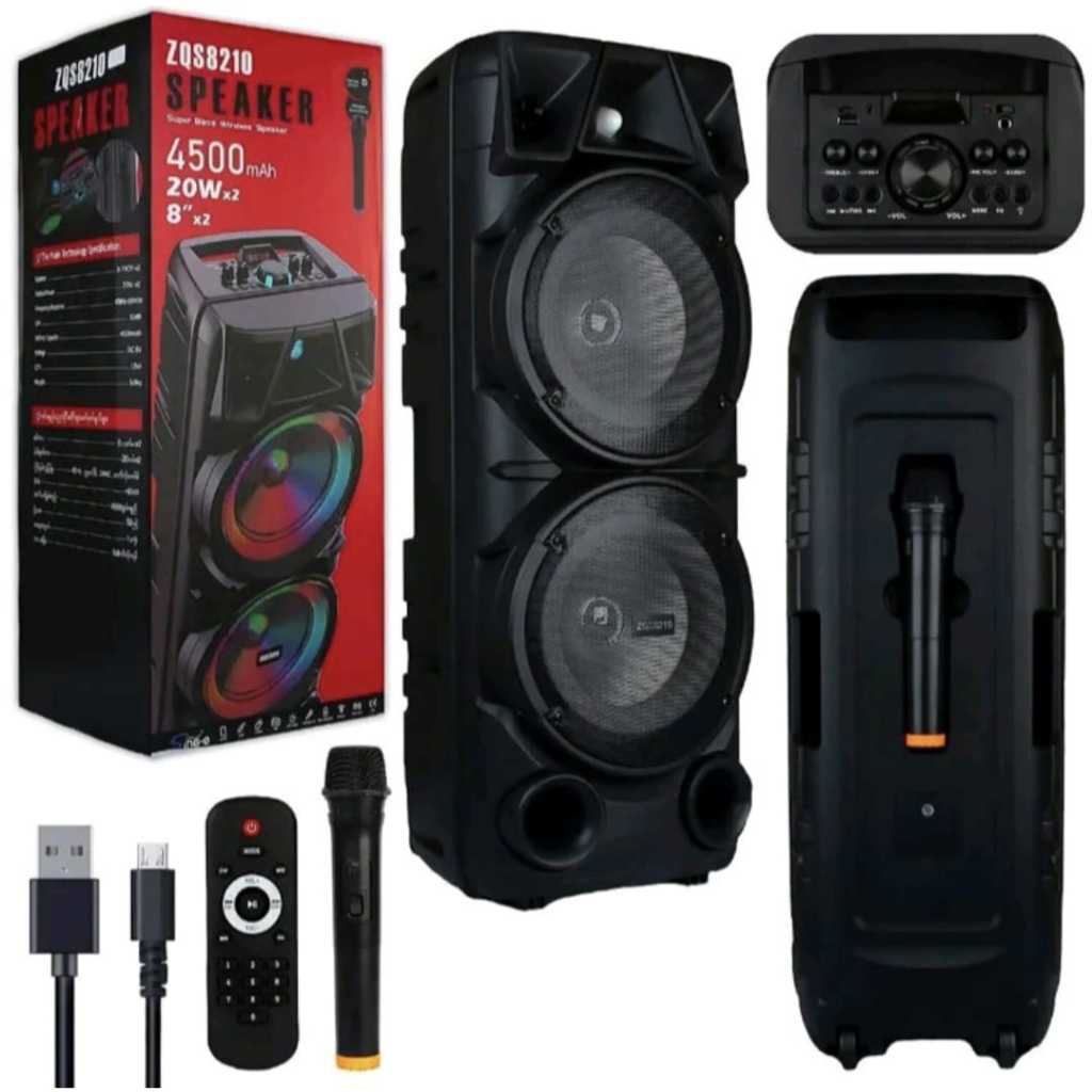 ZQS-8210 Pembesar Suara Audio 8" Bluetooth Kalim Air Karaoke Mikrofon Sokongan USB AUX Komputer Rak Buku Siling Saluran