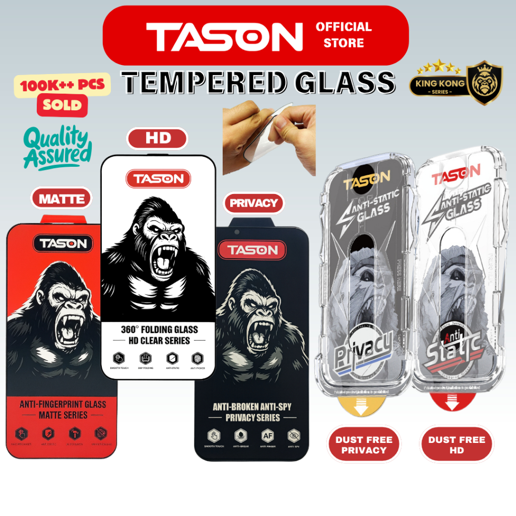 TASON KING KONG For IP 17 AIR 16 E 15 14 13 ProMax 13 12 11 XR X Xs Max 8 7 PLUS Full Tempered Glass Screen Protector