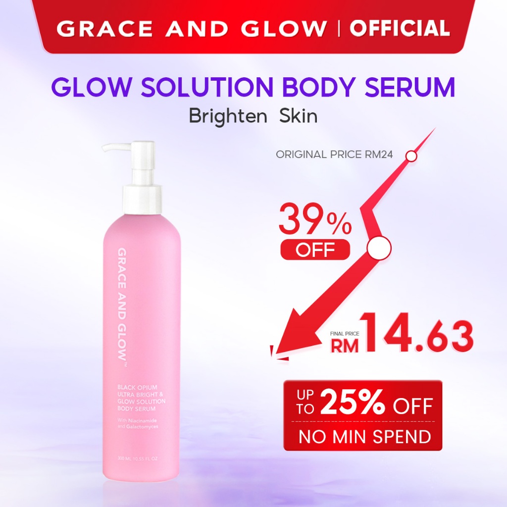 Grace and Glow Ultra Bright & Glow Solution Body Serum - Brightening Lotion Cream Pemutih with Niacinamide