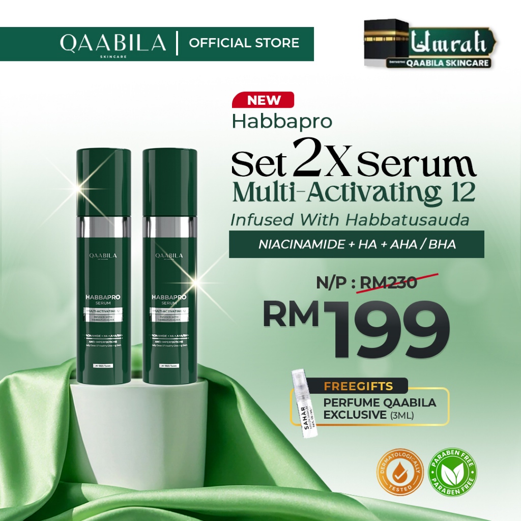[SET 2x SERUM] - Qaabila Skincare Habbapro Serum Habbatussauda Jerawat Jeragat + 12 Multiaktif Ingredients Melembapkan