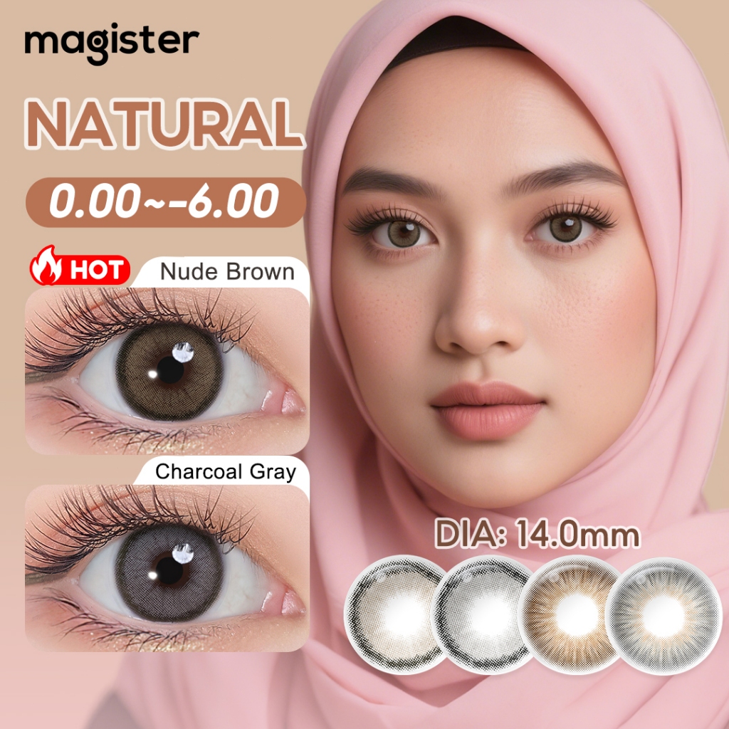 【0.00~-6.00】Magister Contact Lens Eye Power 14mm Roze Nude Brown Contact Lenses Natural Korean 1Pair
