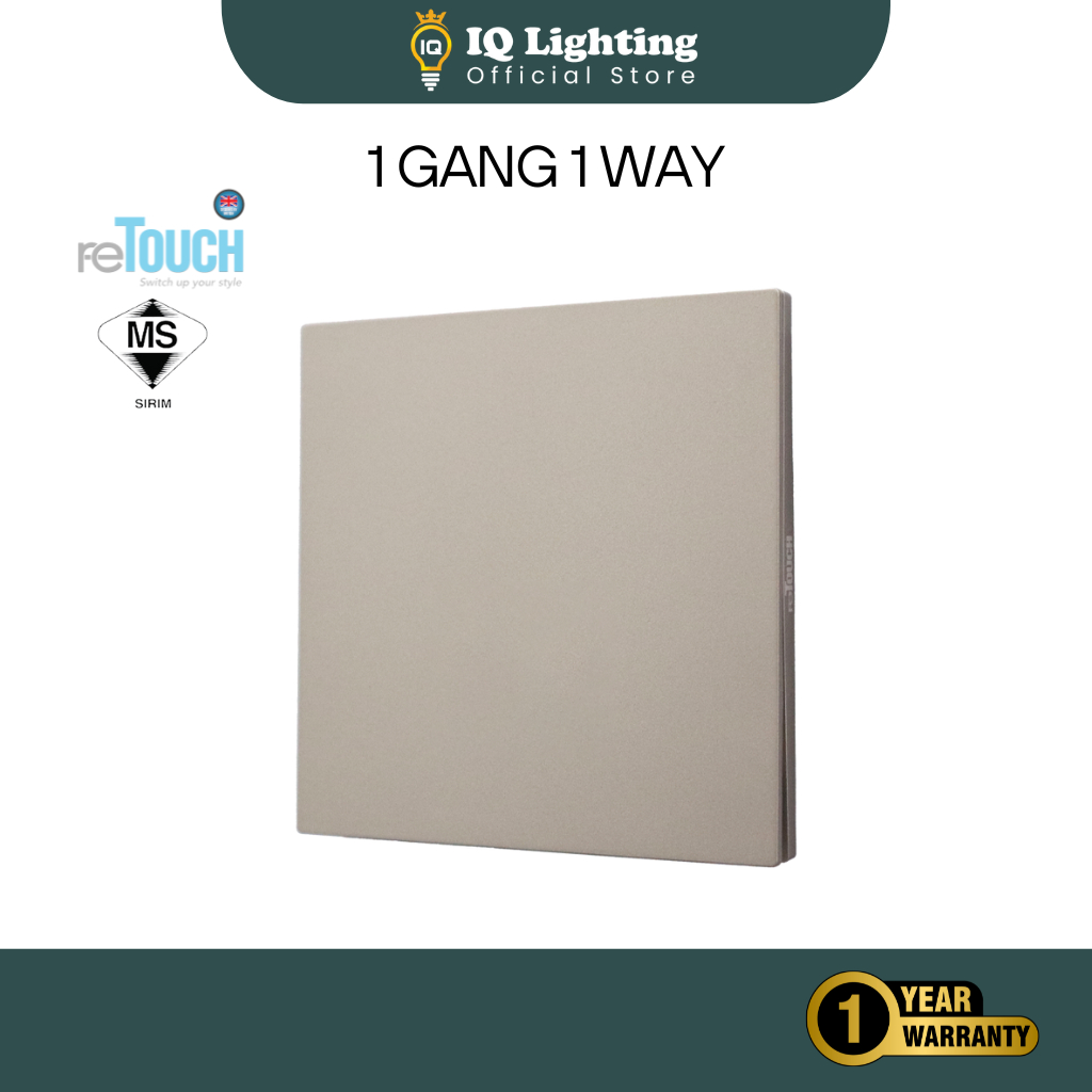 [ECRU COLOR] reTouch Thins+ Soft Touch UV Skin Technology 1/2/3/4 Gang 1/2 Way 13A/15A/20A Switch & 