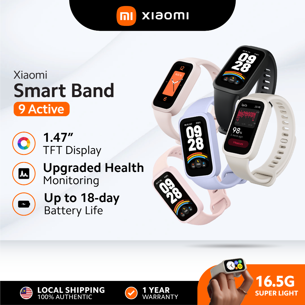 Xiaomi Smart Band 9 Active | 1.47'' TFT Display | 18 Days Battery Life | 50 Sports Modes | 5ATM Water Resistance