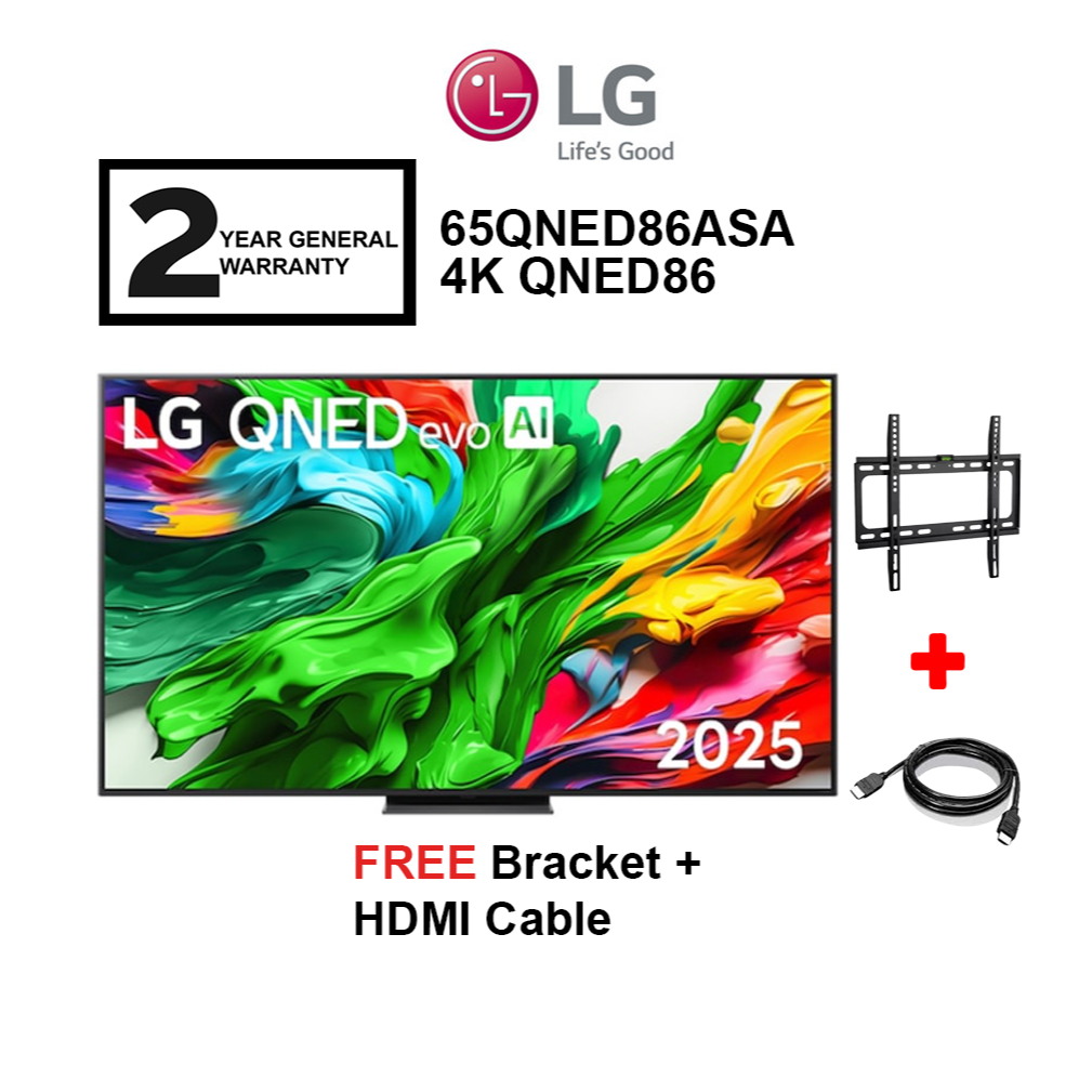 LG 65'' QNED86 MiniLED 65QNED86ASA 4k / 65QNED82ASA QNED AI QNED82 Smart TV Television {FREE HDMI CABLE + BRACKET)