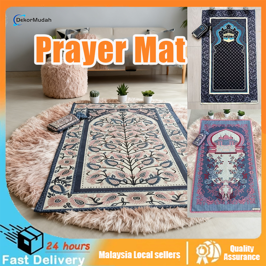 【IN STOCK】Travel Plush Prayer Crystal Velvet Mat Rugs Islam Sajadah Gebu Carpet Sejadah Velvet Sejadah Hadiah Sejadah