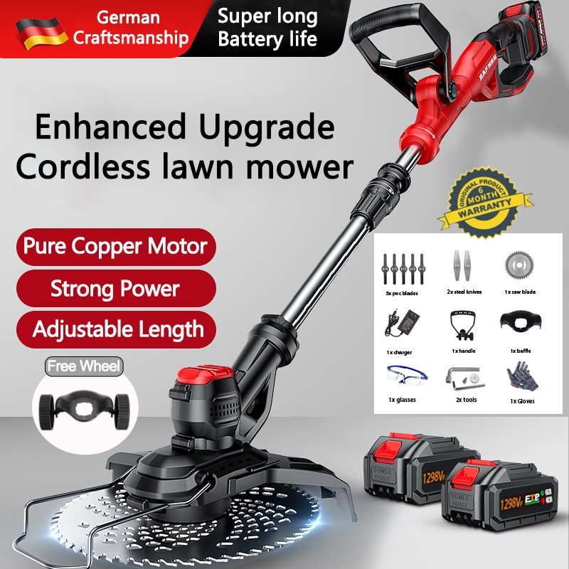Mesin Rumput Bateri 1298VF Cordless Grass Cutter Machine Lawn Mower Electric Grass Trimmer Mesin Potong Rumput 割草机