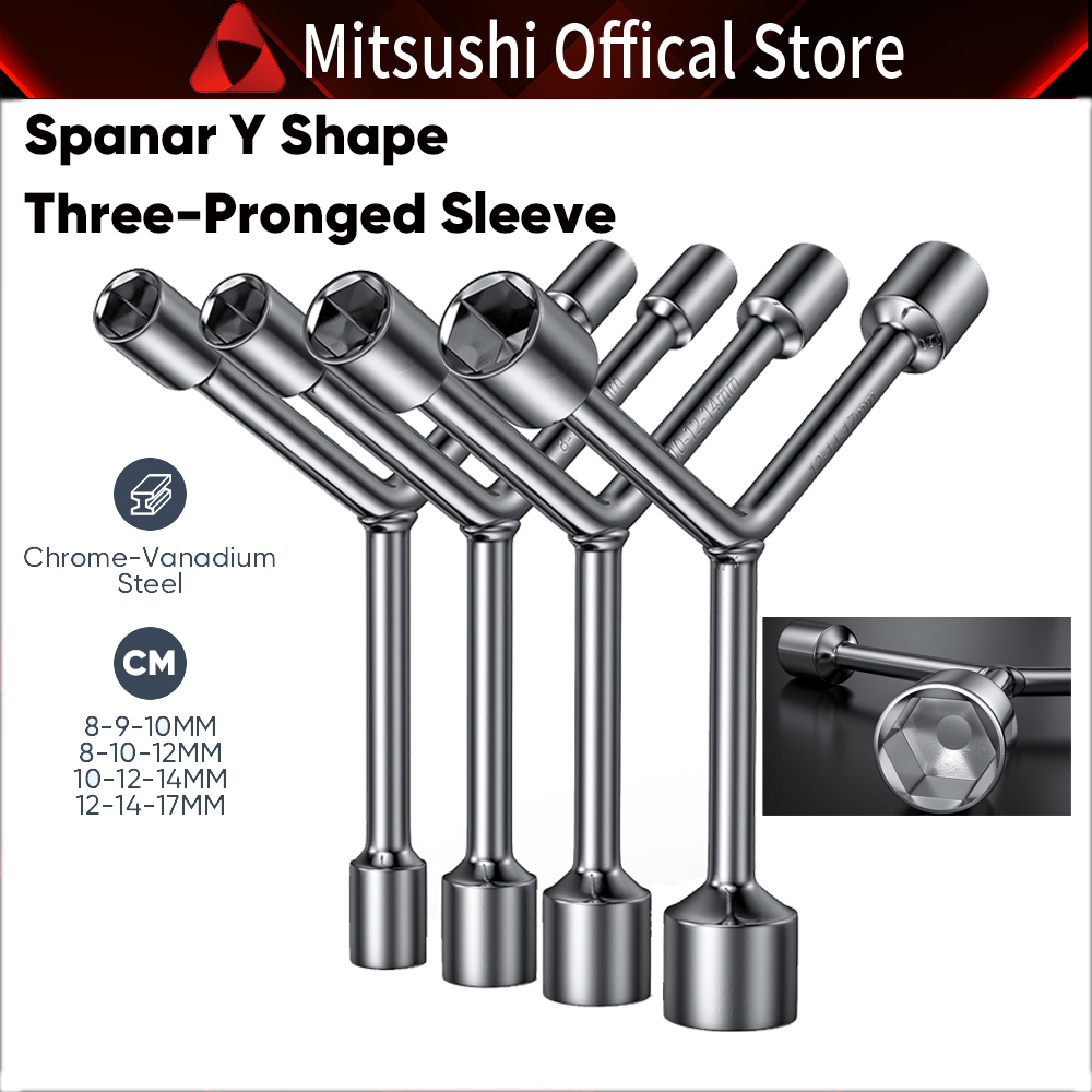 Mitsushi Spanner Y 3 Way Hex Socket Wrench Tools Spanar Y Shape Wrenches Nut Driver Motorcycle Repair Spannar 8-17mm