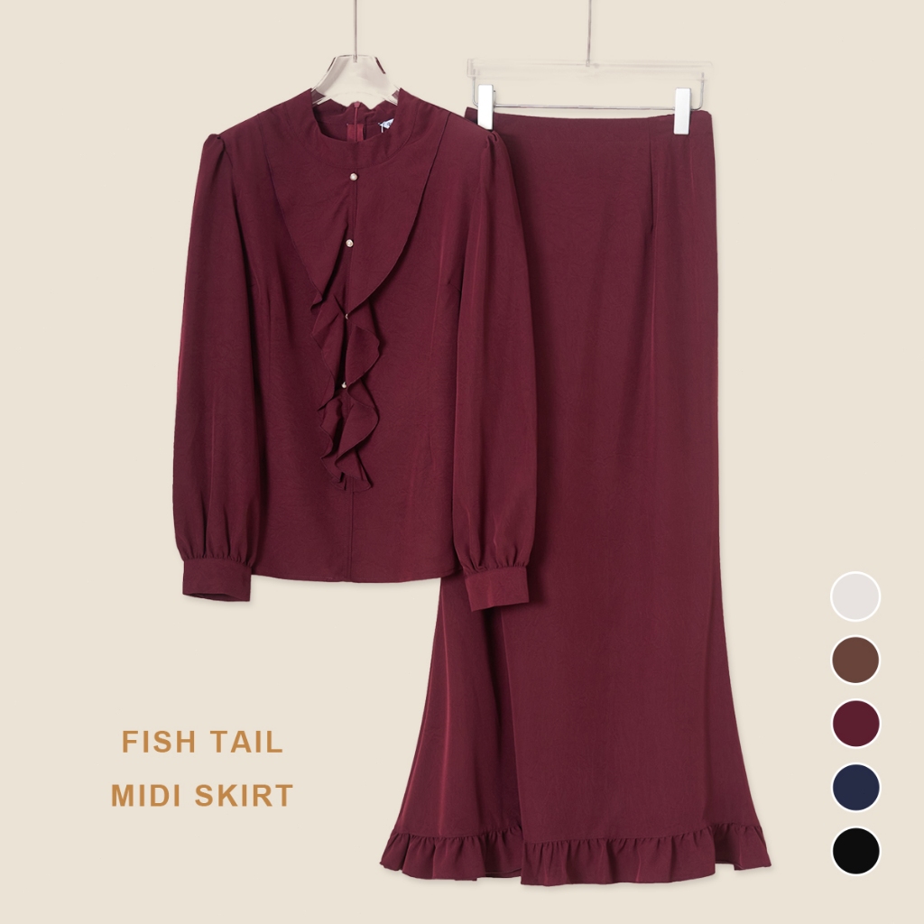 YOUMILIER DELILAH RUFFLE SET BLOUSE AND SKIRT WANITA YMWM088