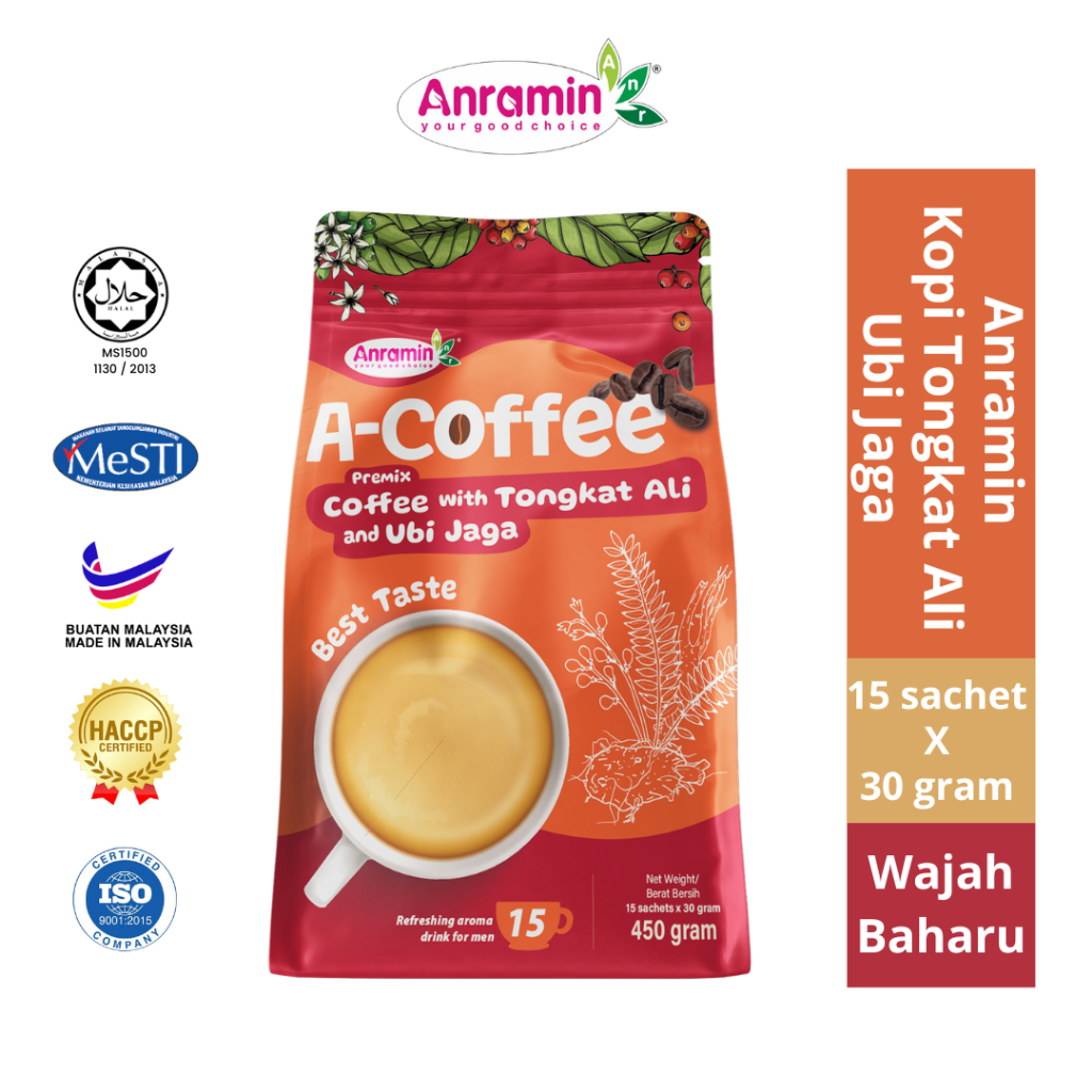 ANRAMIN Kopi Tongkat Ali dengan Ubi Jaga - PACK (15 Sachet x 30 Gram)
