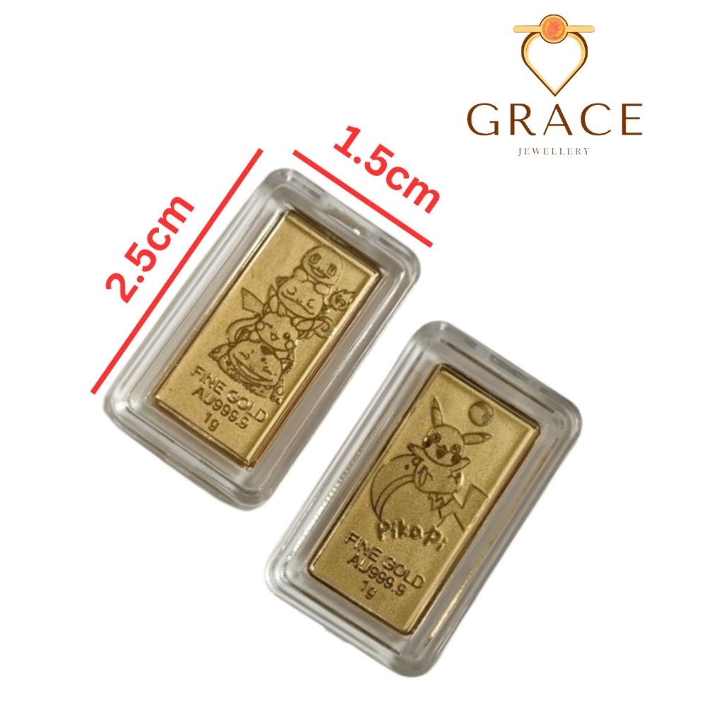 GraceJewellery Gold 1Gram 999.9 PureGold Cartoon Gold Bar/ Emas 1Gram 999.9 Original Kartoon Gold Bar
