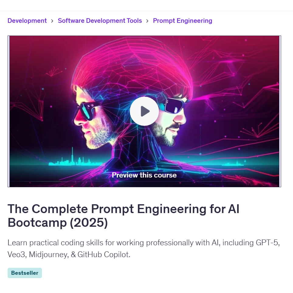 Ai Prompt Video Course-The Complete Prompt Engineering for AI Bootcamp (2025) | Learn AI Prompt Video Lessons