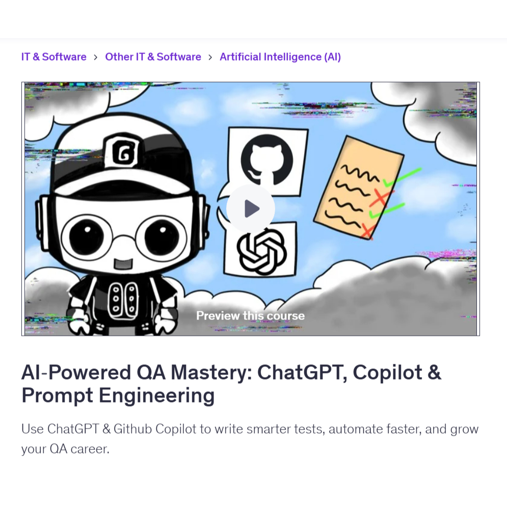 Ai Prompt Video Course-AI‑Powered QA Mastery: ChatGPT, Copilot & Prompt Engineering | Learn AI Prompt Video Lessons