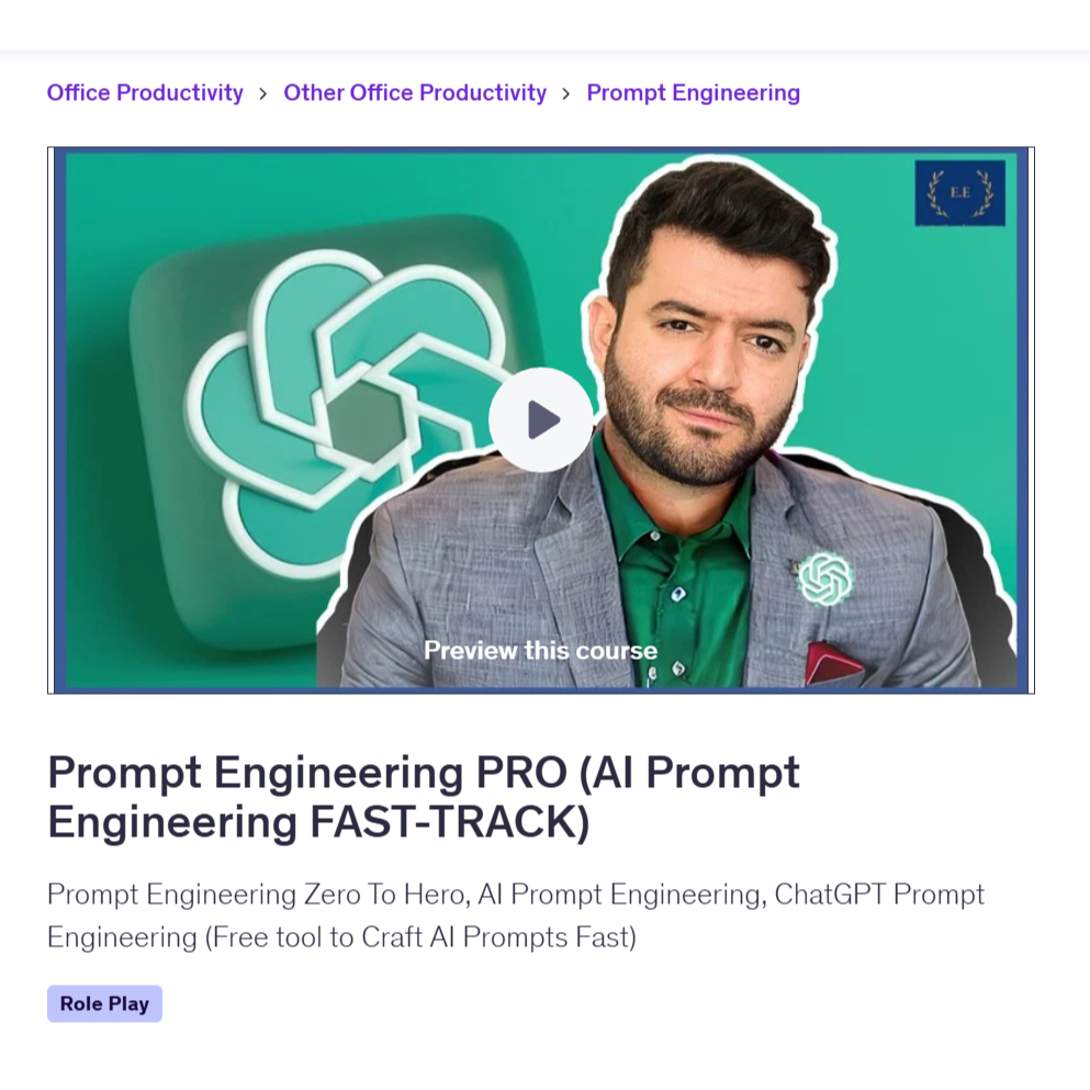 Ai Prompt Video Course- Prompt Engineering FAST-TRACK ( Generative AI & ChatGPT ) | Learn AI Prompt Video Lessons