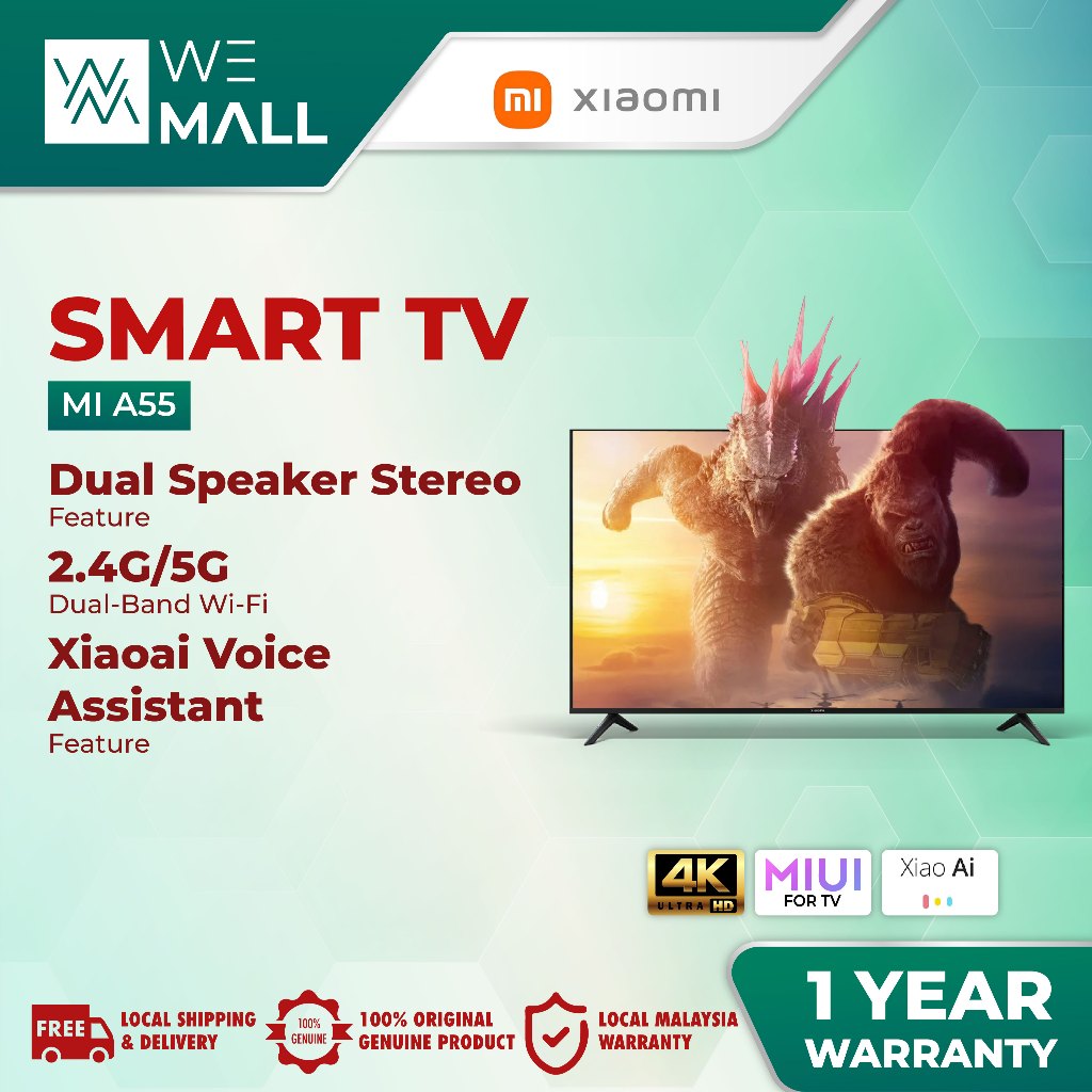 [NEW 2024 MODEL] Xiaomi Mi TV A55 4K LED Android TV Smart TV XiaoAi Voice Assistant (55''/2GB+32GB)