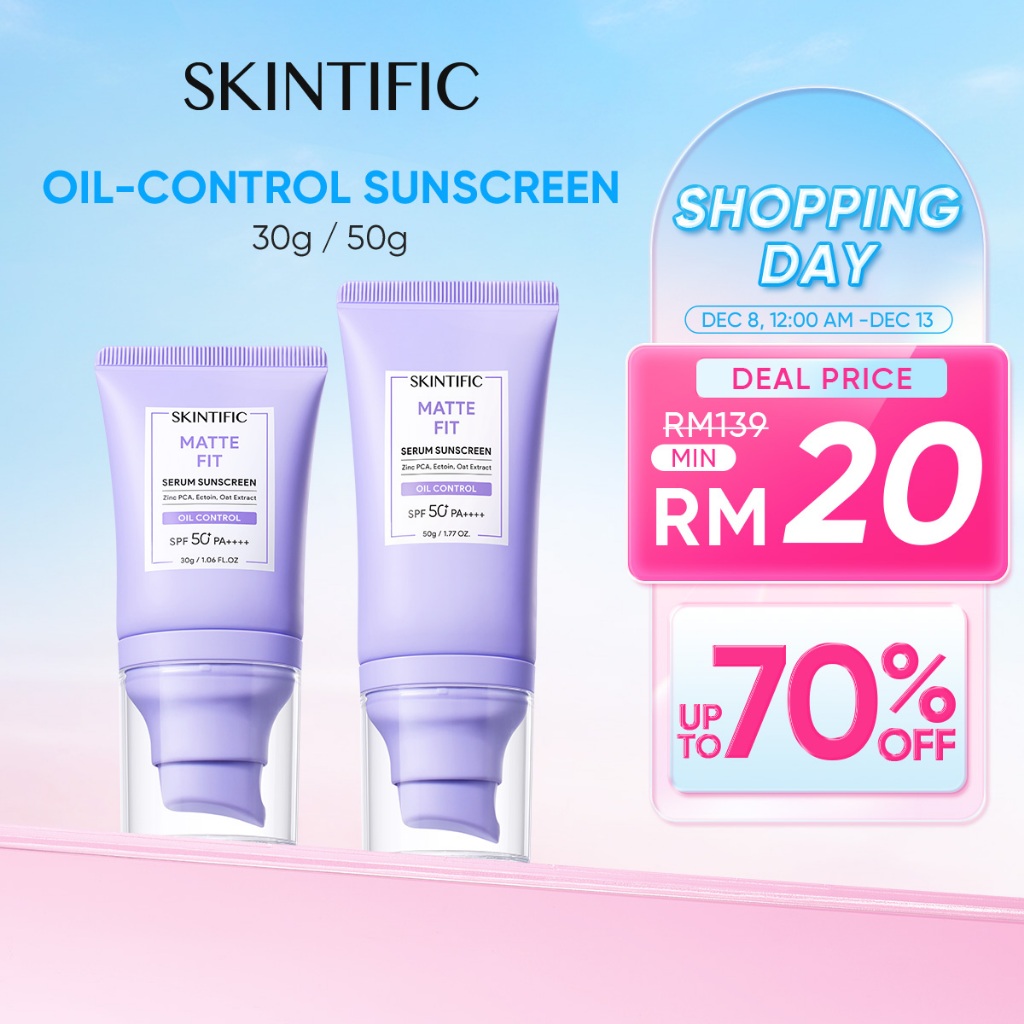 SKINTIFIC Matte Fit Serum Sunscreen 50g SPF50+ PA++++ UV Protection No Whitening Light For Oil Skin Physical Sunscreen