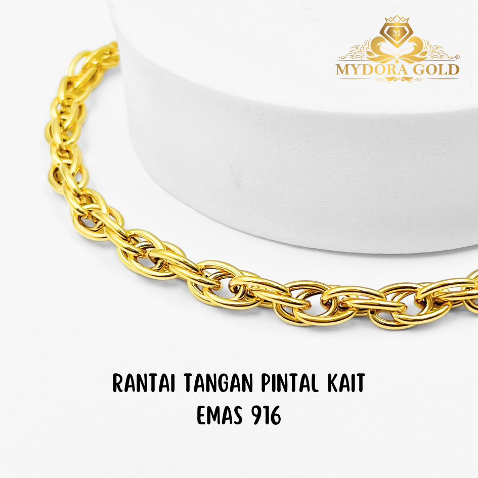 MydoraGold Rantai Tangan Fesyen | Rantai Tangan Pintal Kait | Emas 916 (916 Gold)