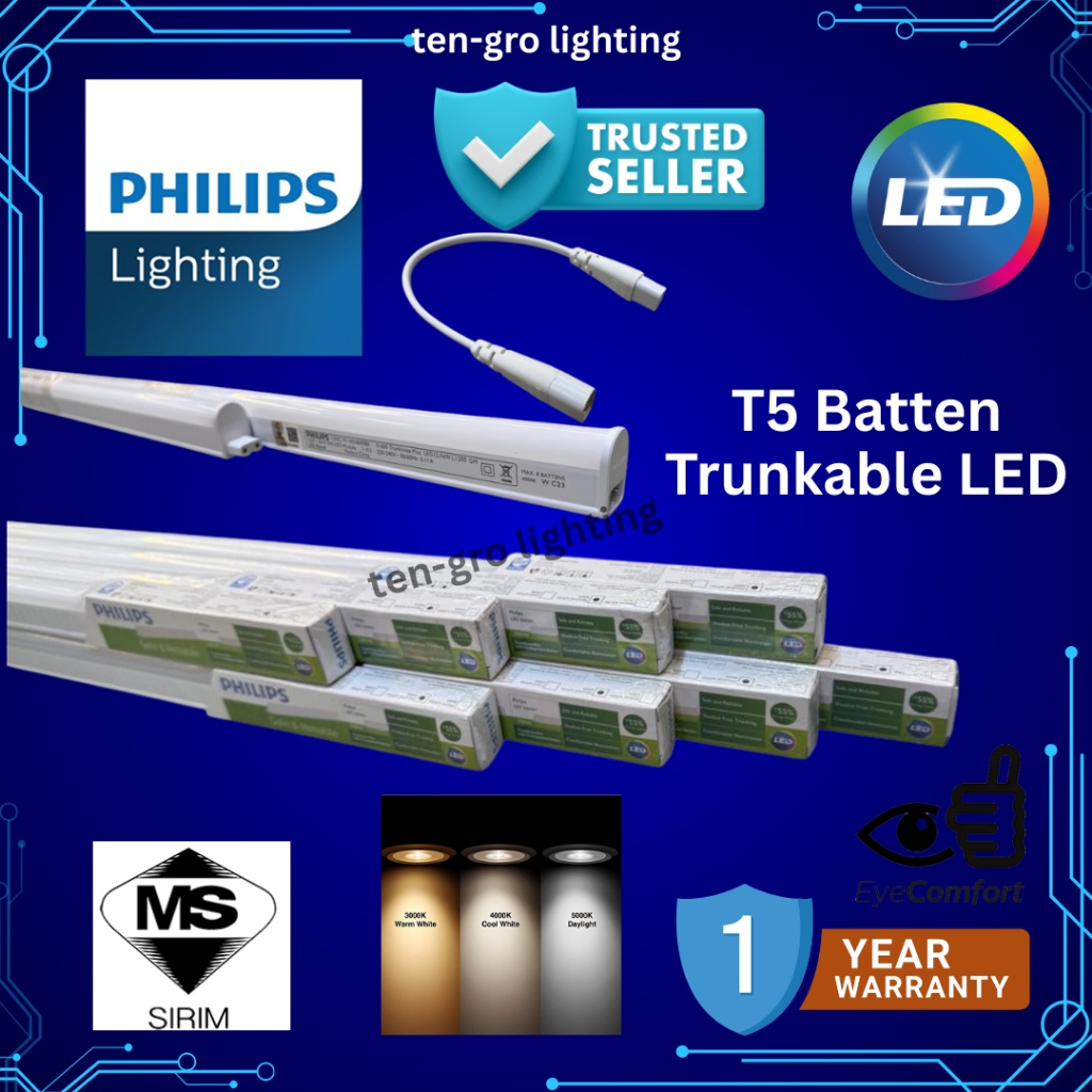 [100% ORIGINAL]Philips Batten T5 LED 13w/9.6w/6.5w/3.4w Batten Fitting