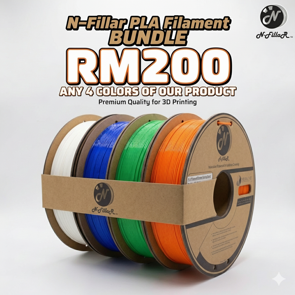 SPECIAL DEAL! N-Fillar High Quality 3D Printing PLA Filament 1kg(1.75mm). Buy Any 4Colours PLA Filament at ONLY RM200