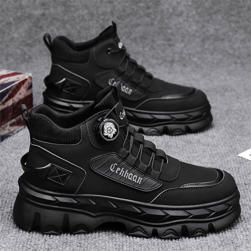 Men's work boots outdoor non-slip thick soles waterproof and warm cotton shoes versatile plus velvet high-top shoes