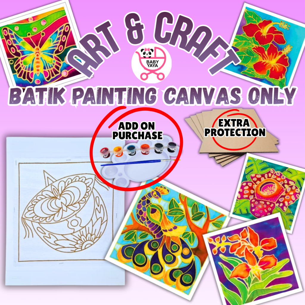 BabyYaya Batik Painting Canvas + Cardboard Frame Only/ Art & Craft for Kid Adult/ Canting Batik Mewarna Colouring