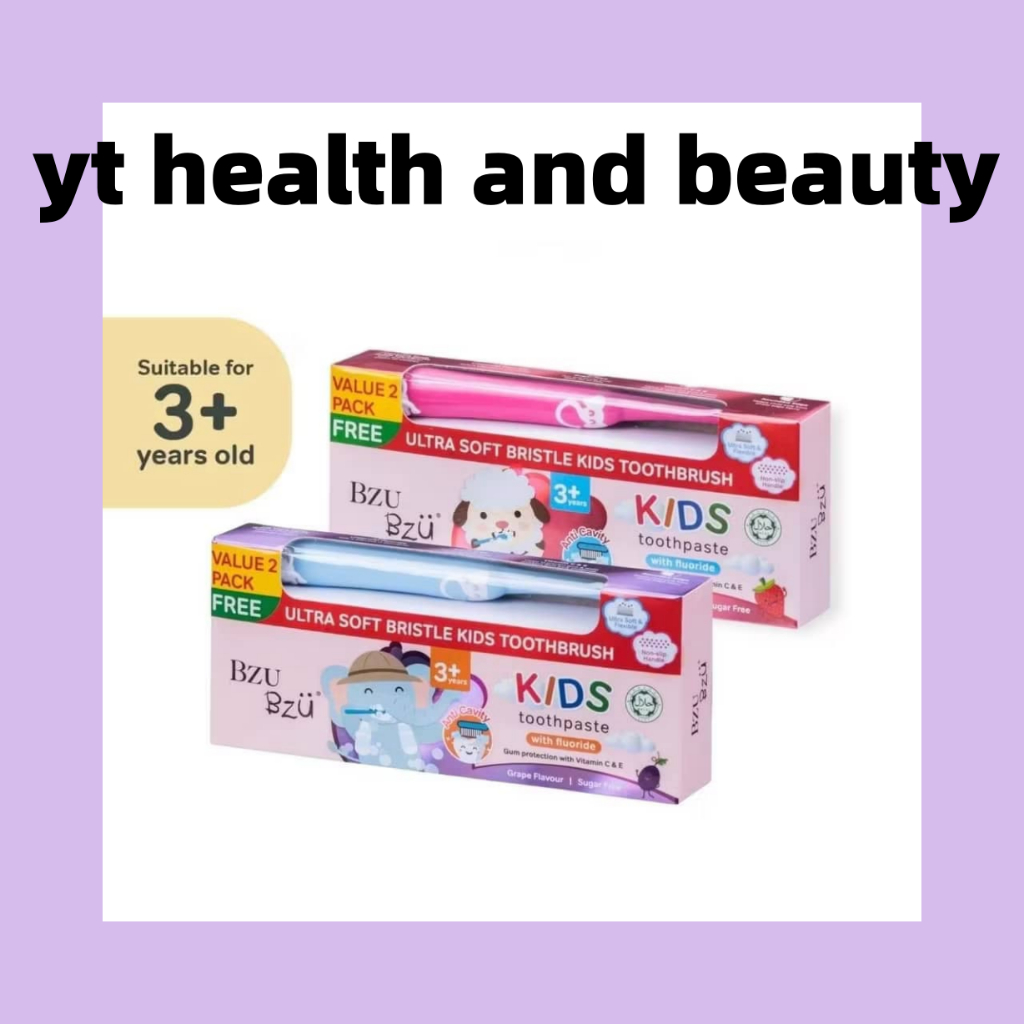 BZU BZU KIDS TOOTHPASTE 50GX2 (FREE TOOTHBRSUH 1'S) - GRAPE/STRAWBERRY